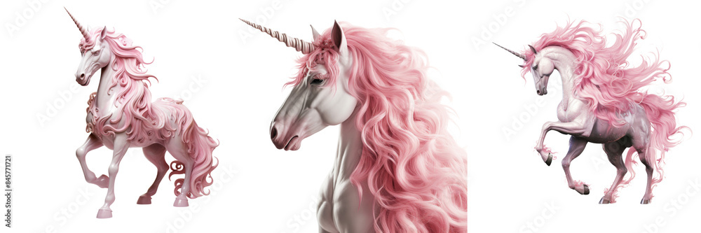 Collection of unicorns isolated on transparent or white background Collection of unicorns isolated on transparent or white background