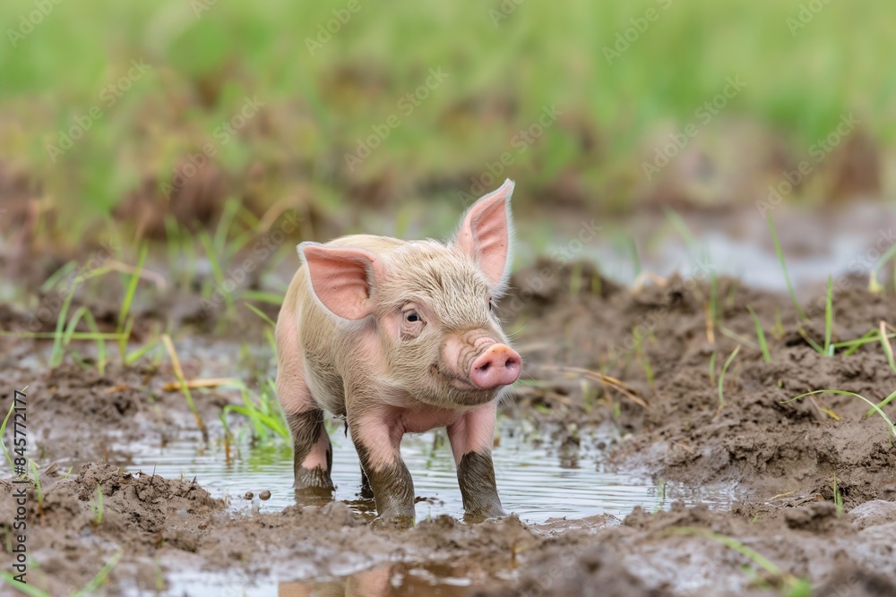 Close-up photo of cute piglets outside in a field, focusing on their expressive eyes and soft pink skin. The background is blurred to highlight the adorable young pigs. Close-up photo of cute piglets outside in a field, focusing on their expressive eyes and soft pink skin. The background is blurred to highlight the adorable young pigs.