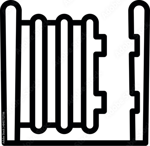 Simple radiator heater icon drawn with thin lines representing central heating systems for house temperature regulation