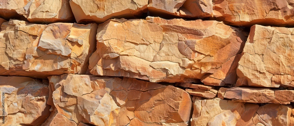 Desert rock texture reflects the arid beauty of sun-kissed terrain, its surface weathered by the passage of time