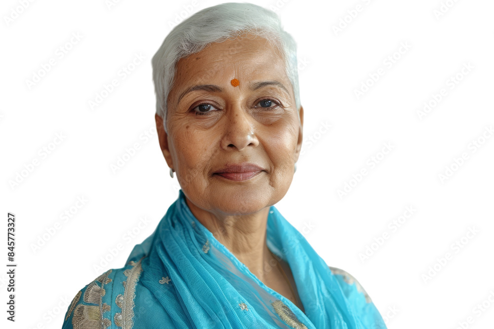 Smiling elderly Indian woman with short hair. Smiling elderly Indian woman with short hair.