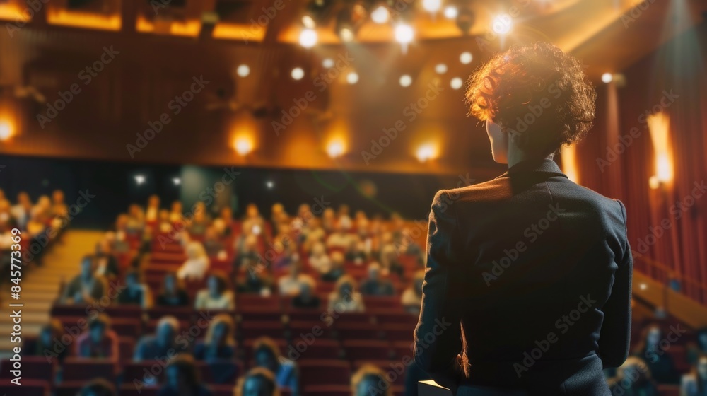 A beautiful businesswoman seeking her colleagues input while delivering a speech at a seminar. A beautiful businesswoman seeking her colleagues input while delivering a speech at a seminar.