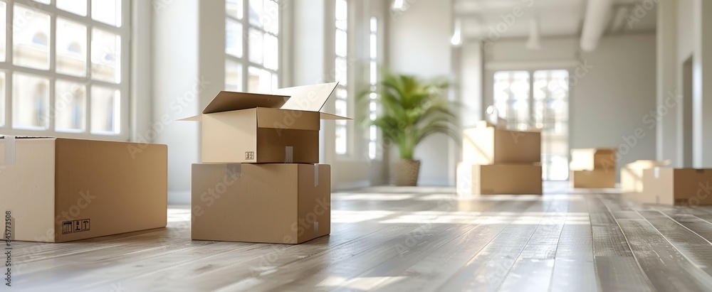 As neat rows of packed boxes fill the room, they symbolize the curated chaos of moving and recollecting life elsewhere. As neat rows of packed boxes fill the room, they symbolize the curated chaos of moving and recollecting life elsewhere.