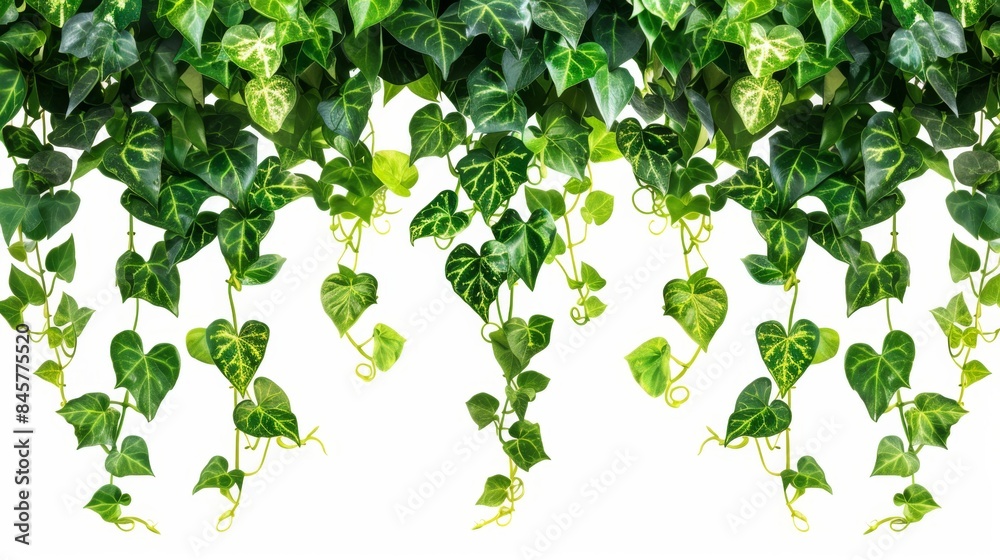 Green Ivy Hanging Down on White Background, Generative AI Green Ivy Hanging Down on White Background, Generative AI