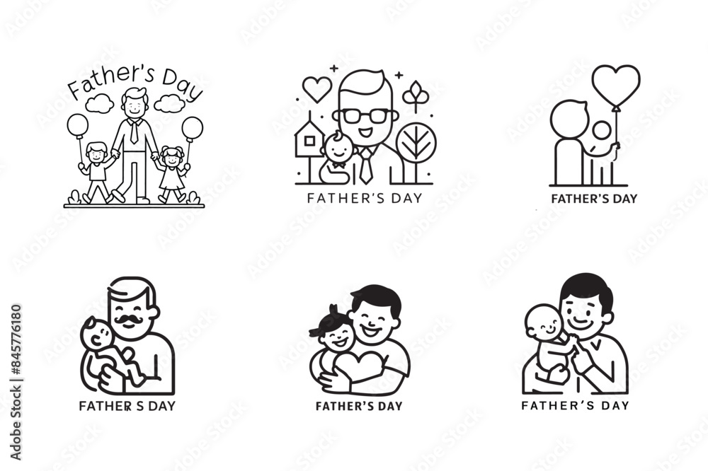 Happy Father's Day icon set illustration artwork. Happy Father's Day icon set illustration artwork.
