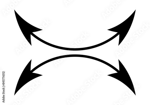 Flechas negras curva arriba y abajo en fondo blanco
