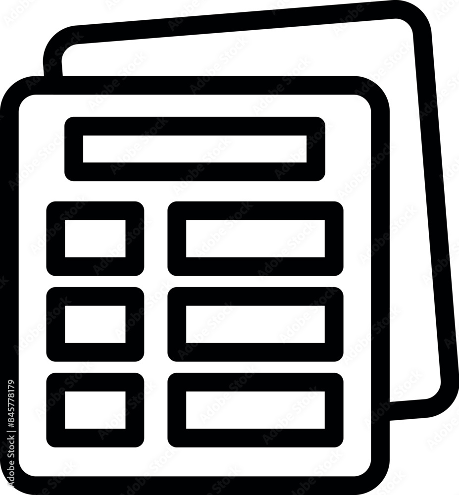 Simple black and white icon of a calculator with numbers on the display Simple black and white icon of a calculator with numbers on the display