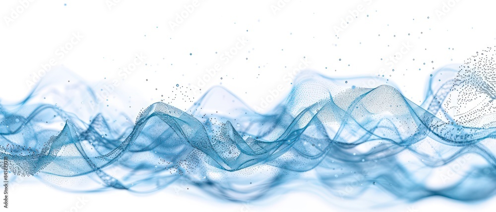 Blue wireframe bubbles and light rays on a white backdrop, representing the intersection of technology and abstract art in clean, modern design Blue wireframe bubbles and light rays on a white backdrop, representing the intersection of technology and abstract art in clean, modern design