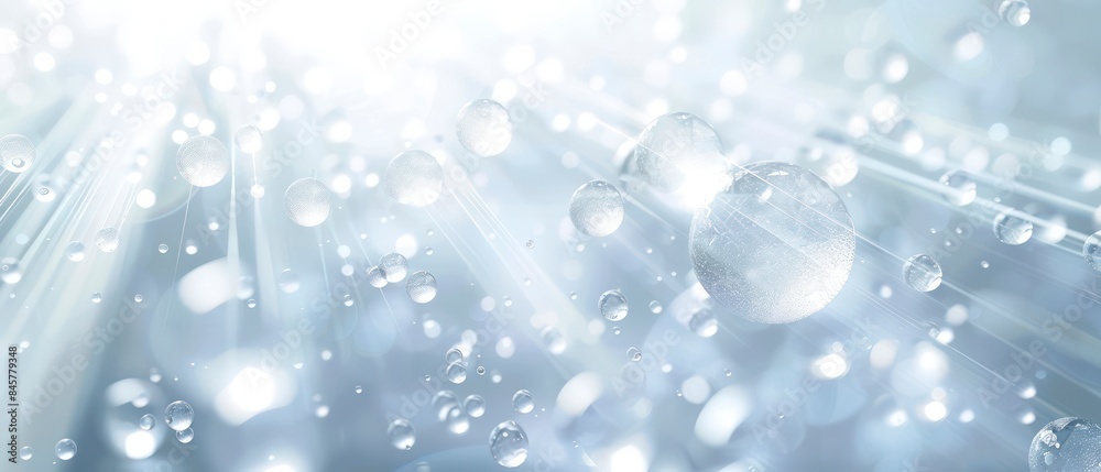 Light rays dance alongside wireframe constructs and bubbles in a surreal, abstract portrayal of clean technology, set against a crisp white background Light rays dance alongside wireframe constructs and bubbles in a surreal, abstract portrayal of clean technology, set against a crisp white background