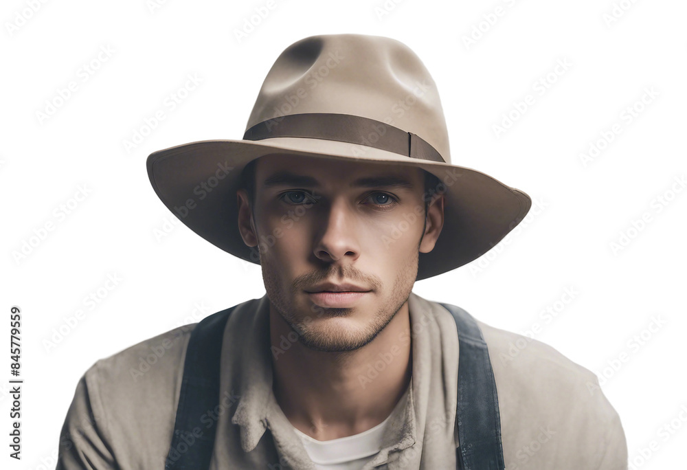 Man in hat isolated on transparent background cutout Man in hat isolated on transparent background cutout