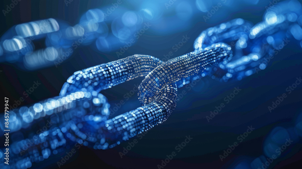 Digital chain links symbolizing blockchain technology Digital chain links symbolizing blockchain technology