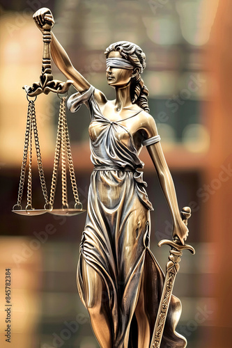 vertical image of Legal and law statue of Lady Justice scales of justice