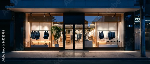 high fashion shop front facade captivates with sleek architecture and eye-catching displays