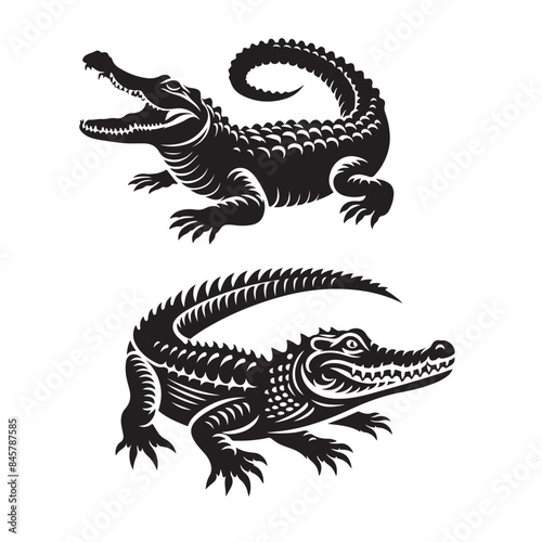 crocodile silhouette vector illustration.eps