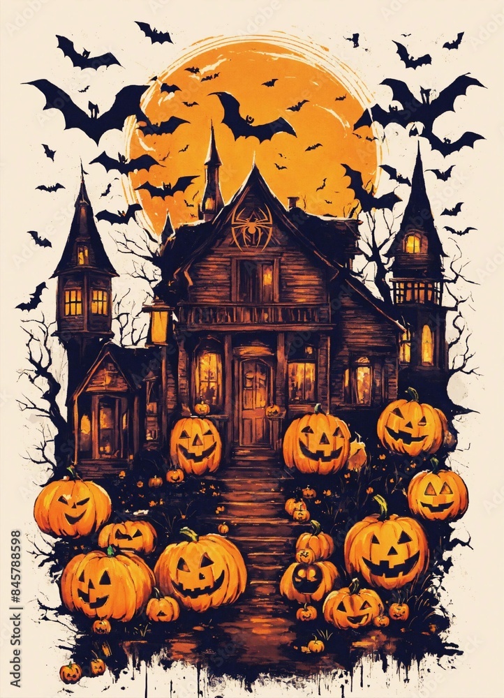 Fototapeta premium halloween background with pumpkins