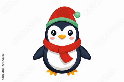  cute Christmas penguin character vector illustration © Jutish