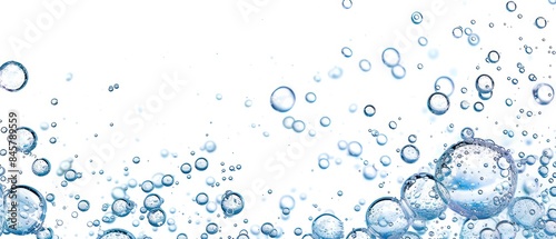 Water and air bubbles float gracefully over a pristine white background, creating a fresh, clean look