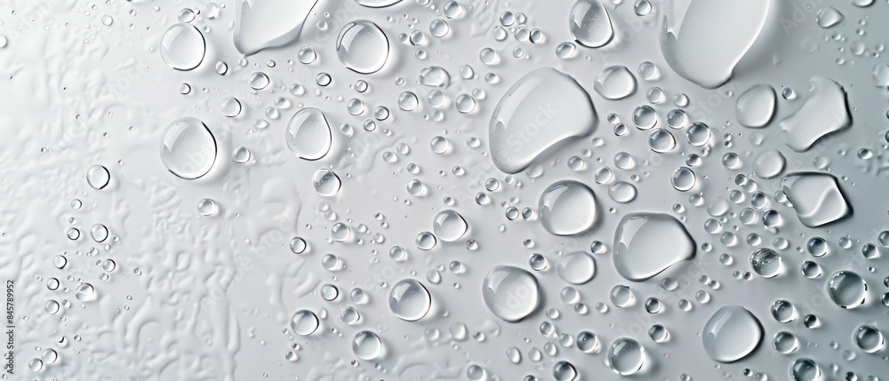 Water droplets on a white surface
