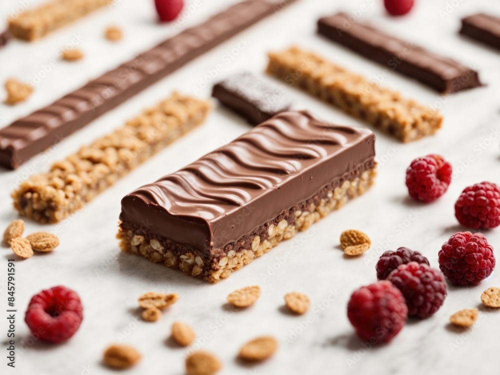 Blank chocolate or cereal bar on white background Blank chocolate or cereal bar on white background