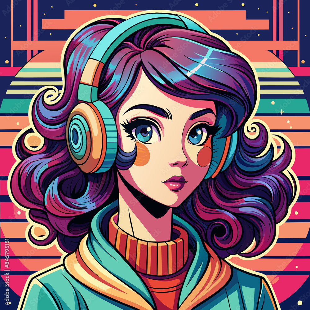 Retro Girl Immersed in Music Retro Girl Immersed in Music