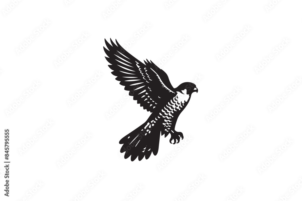 Obraz premium peregrine Falcon silhouette vector style with white background2