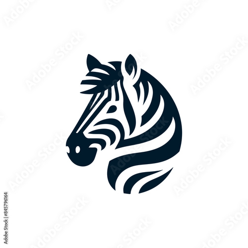 Zebra Head Logo, Black zebra logo, icon design template, zebra animal silhouette illustration. 2d illustration in doodle, cartoon style.