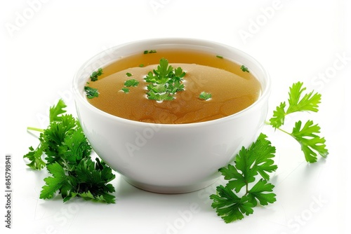 Broth bowl on white background