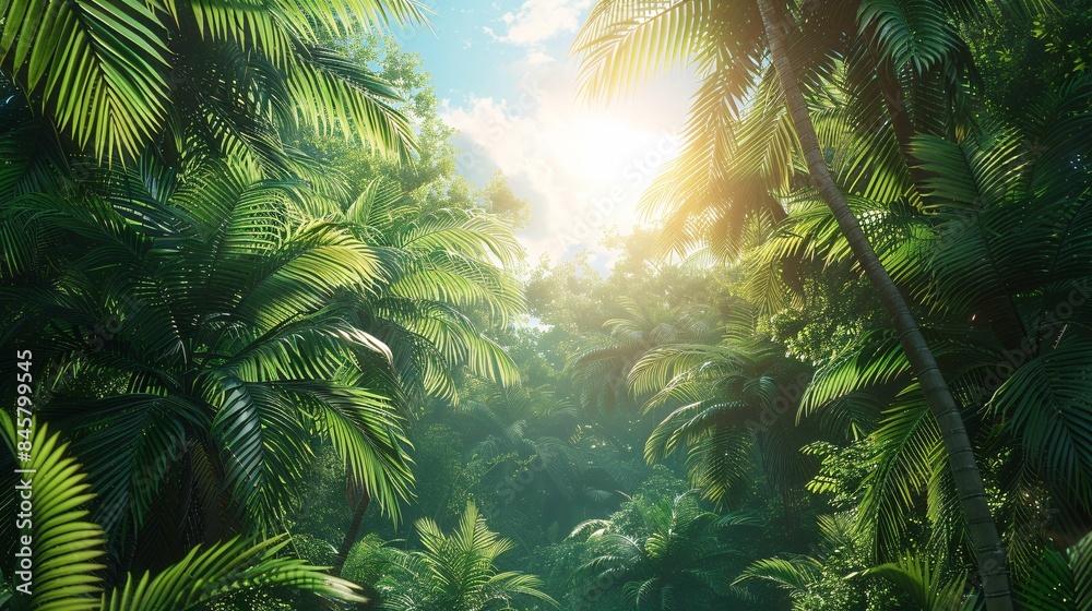 Tropical summer with tall palm trees. Tropical summer with tall palm trees.