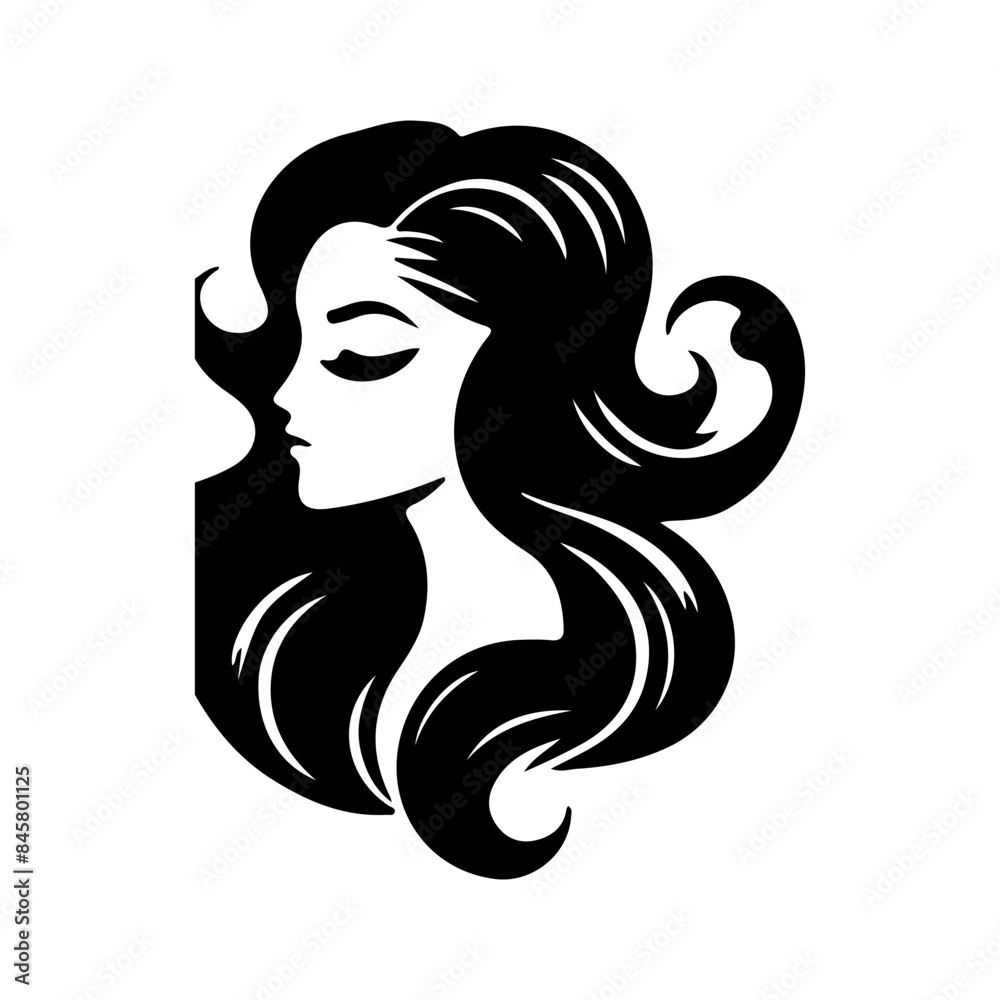 Creative luxury beauty woman hair style black logo design silhouette with white background. Creative luxury beauty woman hair style black logo design silhouette with white background.