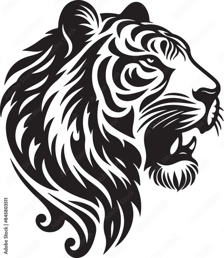 Fototapeta premium Tiger head silhouette image illustration