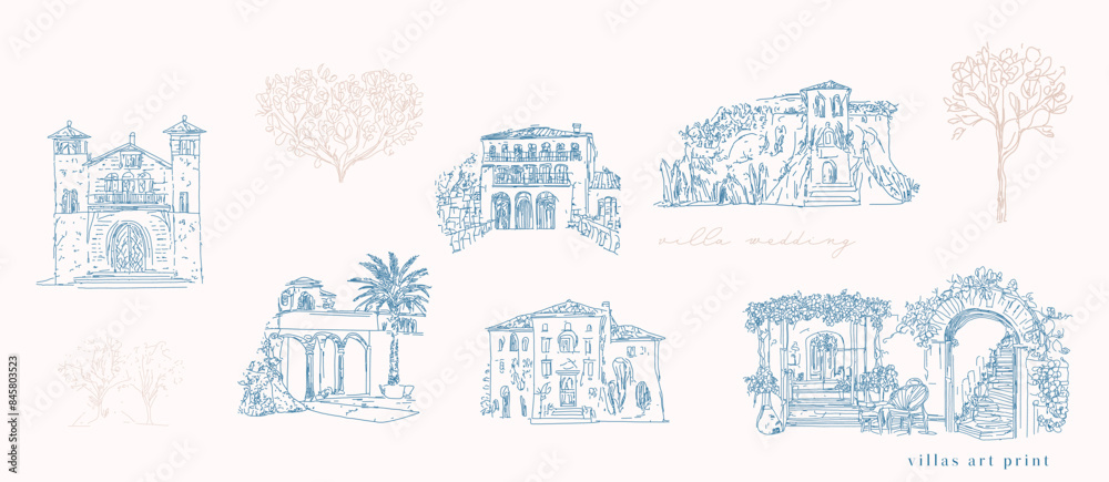Tuscan Villa or Provence rough sketched abstract Tuscan Villa or Provence rough sketched abstract