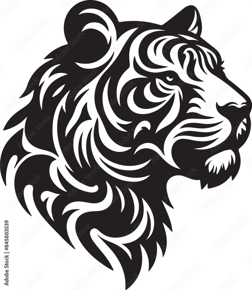 Fototapeta premium Tiger head silhouette image illustration