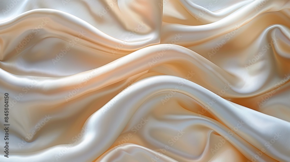 Wavy warm toned soft white silk fabric background. The luxurious fabric texture is very realistic and detailed Wavy warm toned soft white silk fabric background. The luxurious fabric texture is very realistic and detailed