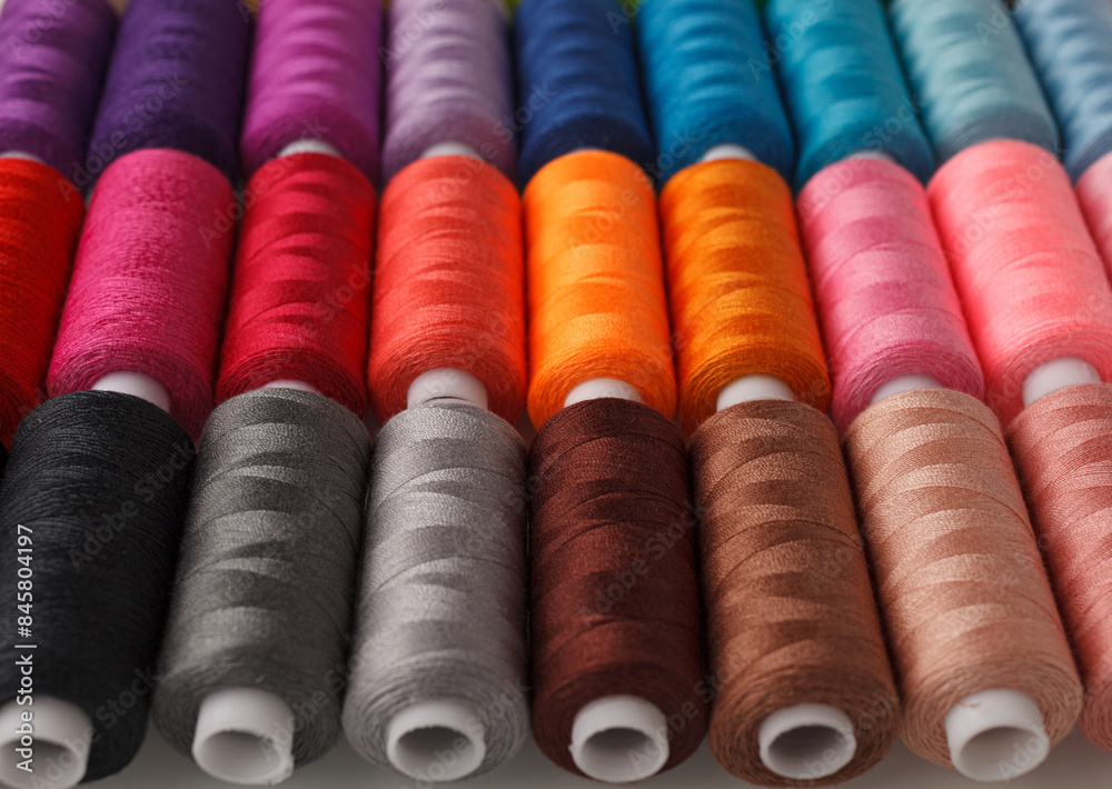 Set of colorful spools of thread Set of colorful spools of thread