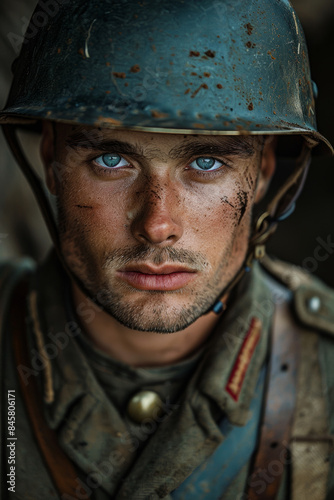 Serious British WWI Soldier Portrait.