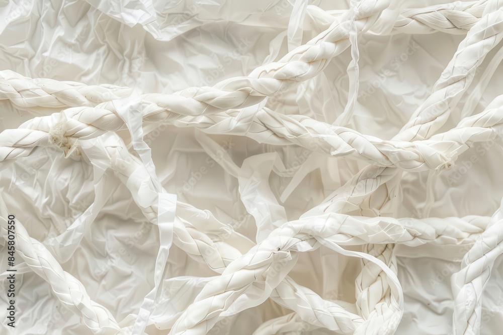 closeup of crumpled white plastic rope texture upcycling trend background closeup of crumpled white plastic rope texture upcycling trend background