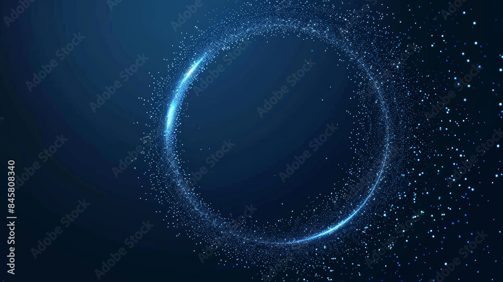 Obraz premium Glowing Particle Circle on Deep Blue Gradient