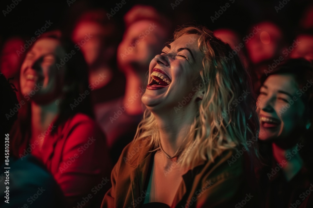 Audience in joy, laughing and applauding at a live performance. Audience in joy, laughing and applauding at a live performance.