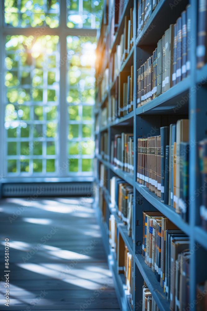 Blurred Library Background with Books