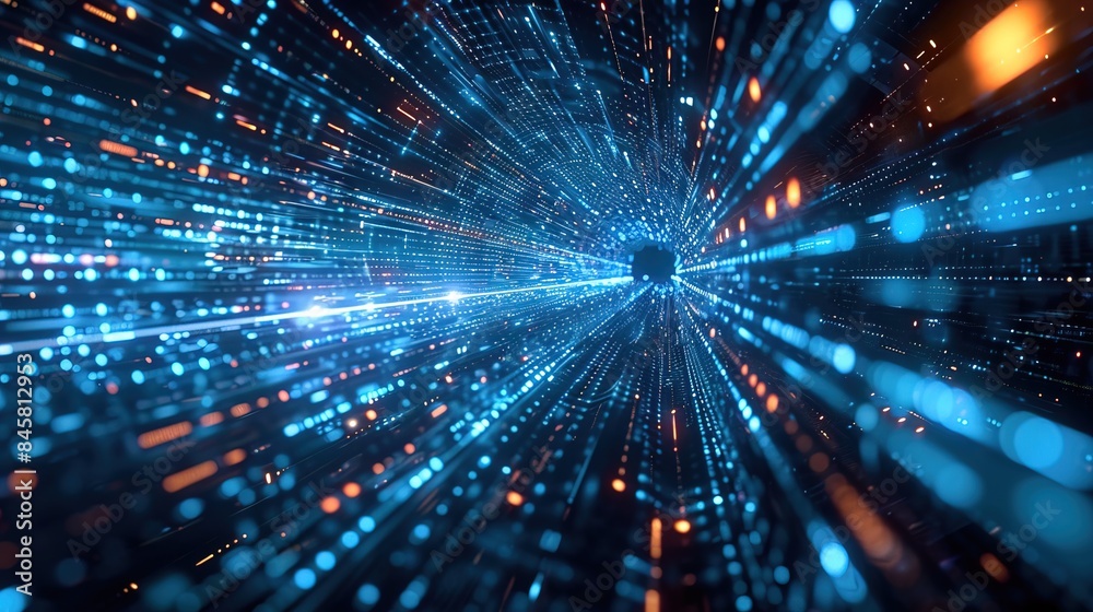 Obraz premium digital backdrop illustrating the seamless flow of data in contemporary it environments 