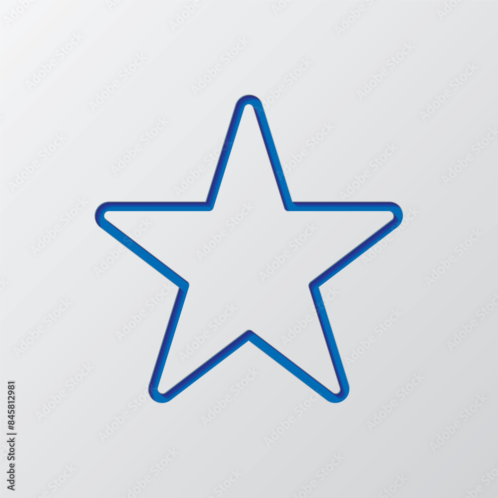 Obraz premium Star simple icon vector. Flat design. Paper cut design. Cutted blue symbol with shadow. Gray background