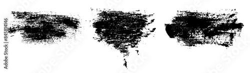 Brush shapes collection. Black paintbrush set. Text boxes for banners. Grunge painted shapes. Vector