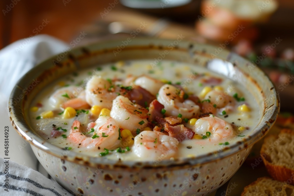 Corn shrimp and bacon chowder Corn shrimp and bacon chowder
