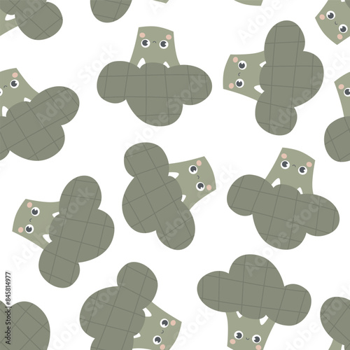 Seamless pattern with cartoon broccoli. colorful vector. hand drawing, flat style. design for fabric, print, textile, wrapper