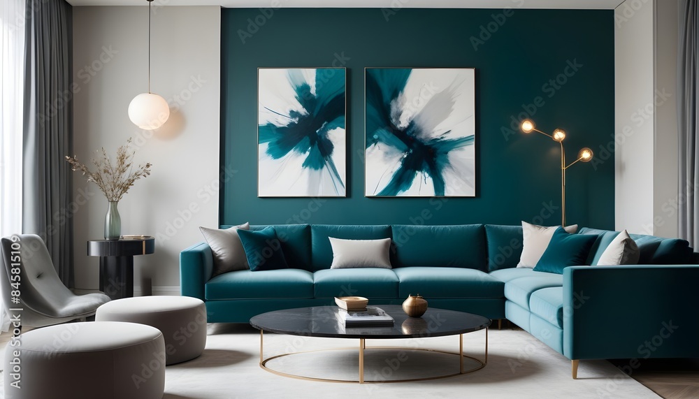 Obraz premium inimalist interior design style, futuristic home office, sleek furniture, state of the art technology