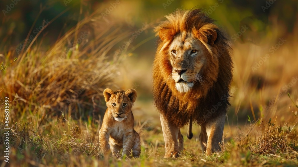 Lion. Photography of wild animal in natural habitat.