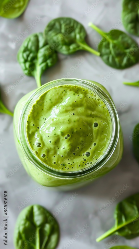 Healthy Green Smoothie in Jar