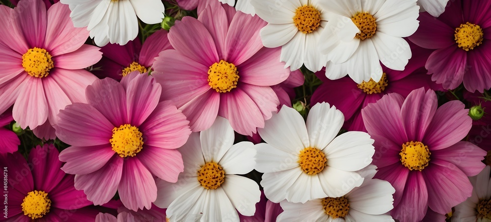 Fototapeta premium beautiful cosmos flowers. Summer, spring nature background