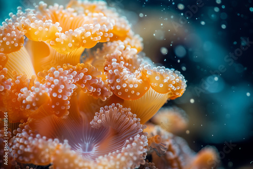 Vibrant sea anemones captured underwater showing their intricate structures and vivid colors © StockUp