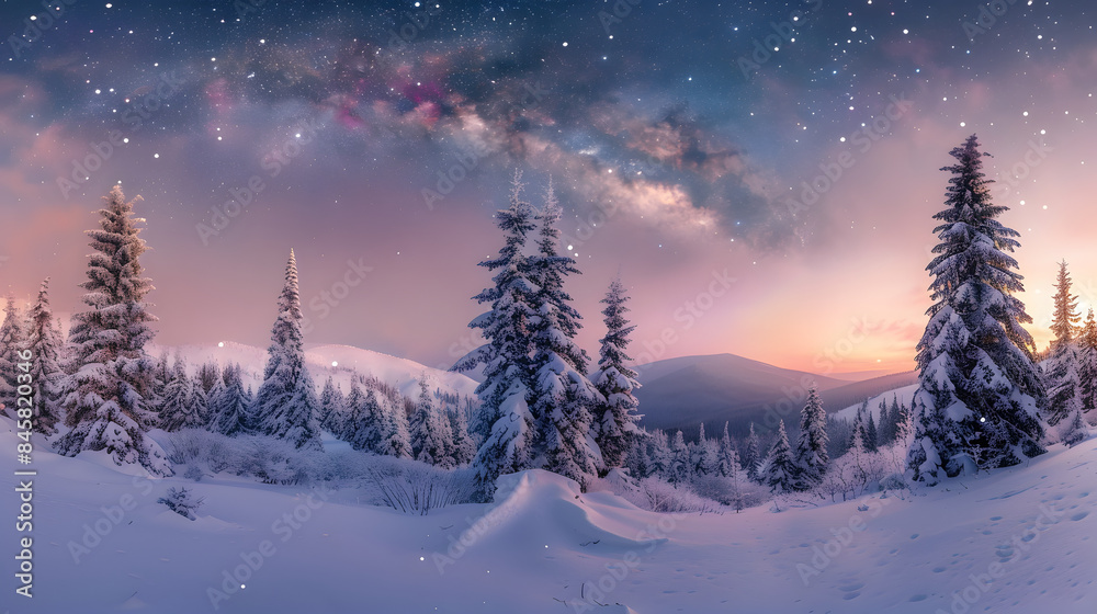 A snowy forest at night A snowy forest at night